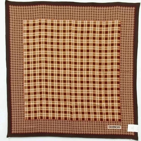 Givenchy Brown Checker Silk Scarf NWT - Picture 1 of 5